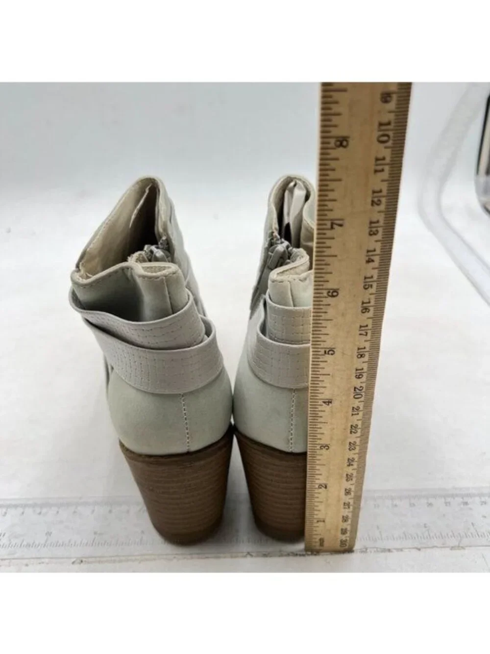Women's Mid Calf Boots,Round Toe Low Heel Slouchy Dress zip booties,strap Grey
